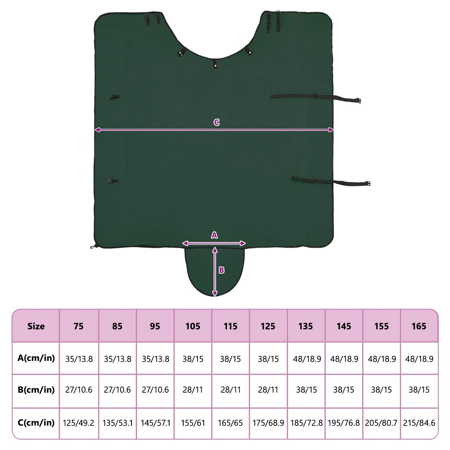 Horse Blanket Full Dark Green 155 cm Polyester Fleece