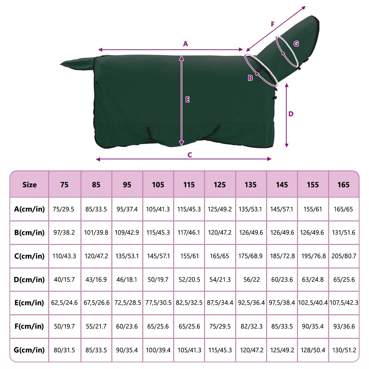Horse Blanket Full Dark Green 165 cm Polyester Fleece