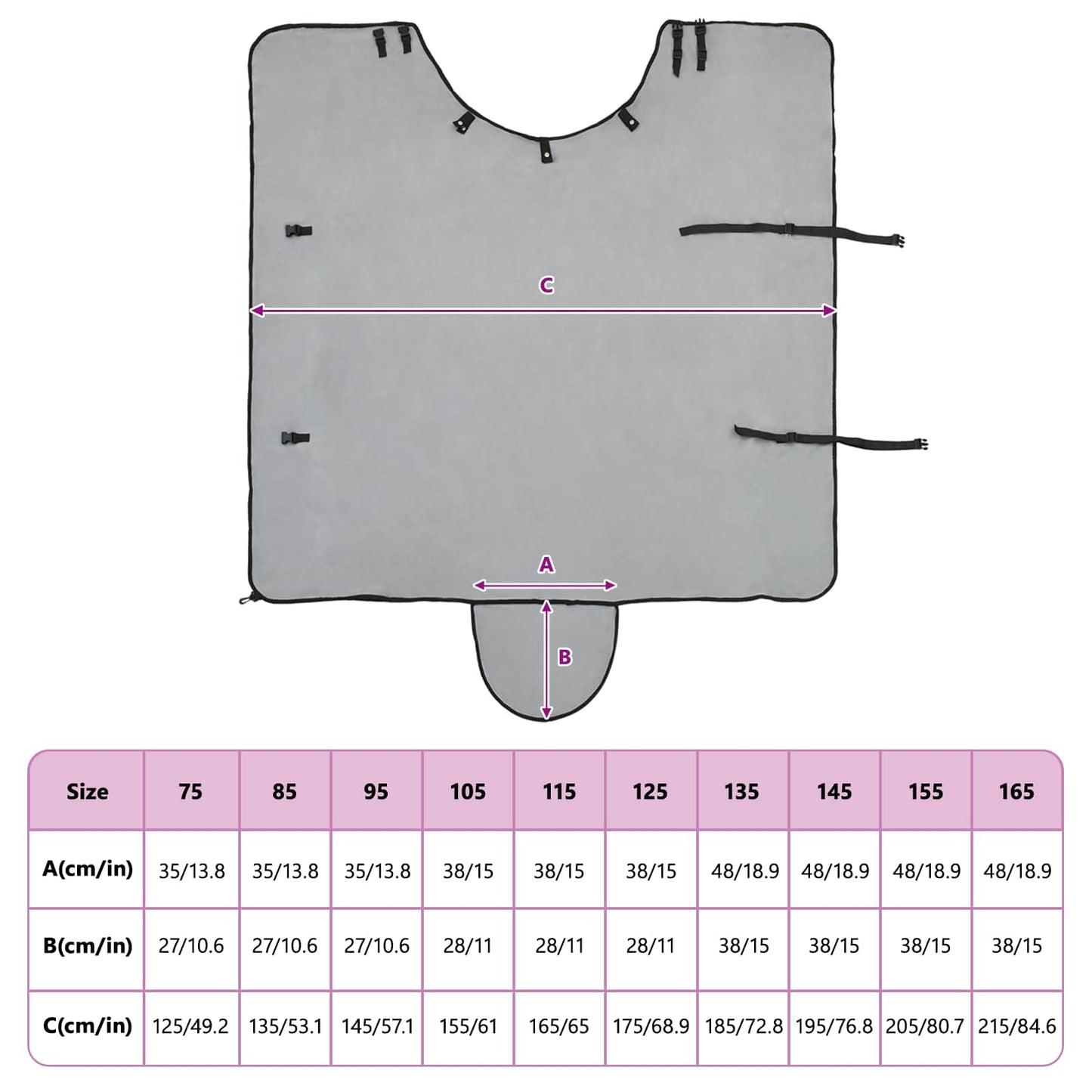 Horse Blanket Full Light Grey and Pink 85 cm Polyester Fleece