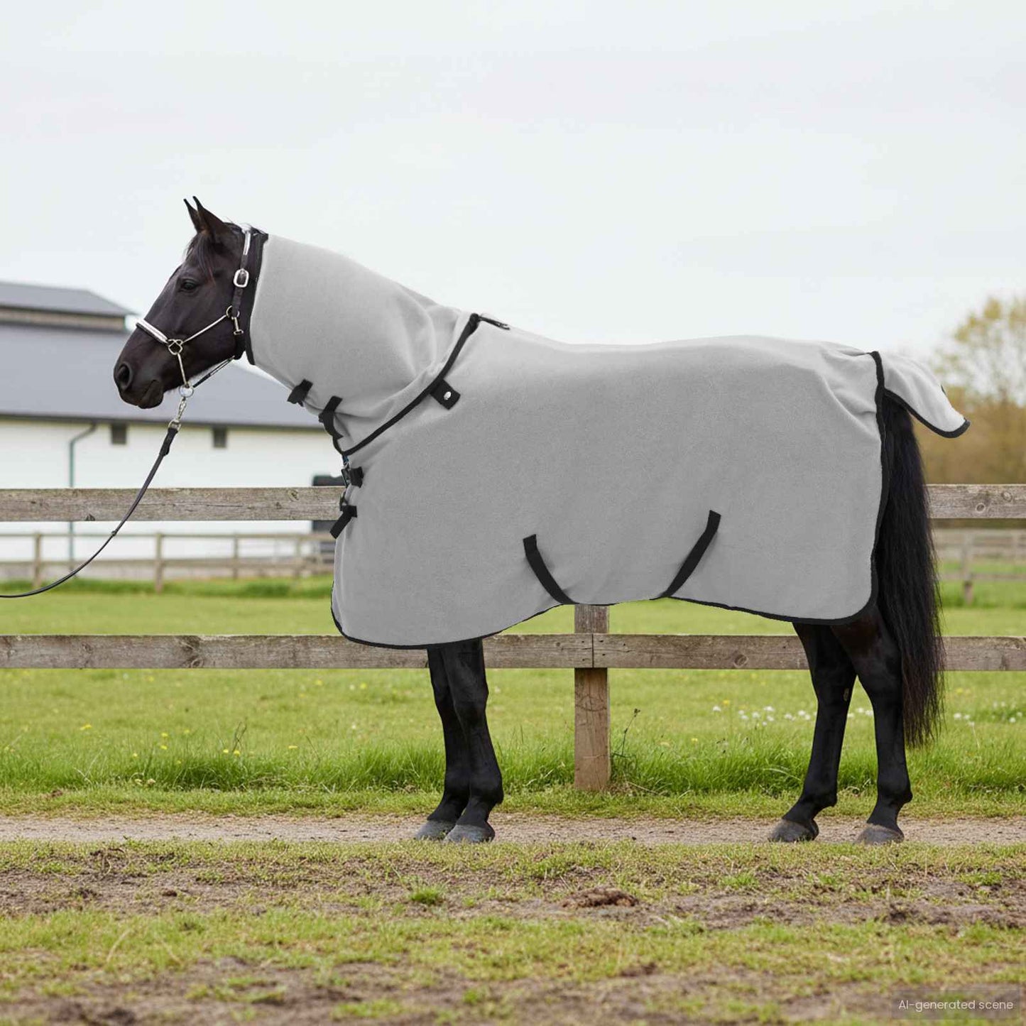 Horse Blanket Full Light Grey and Pink 115 cm Polyester Fleece