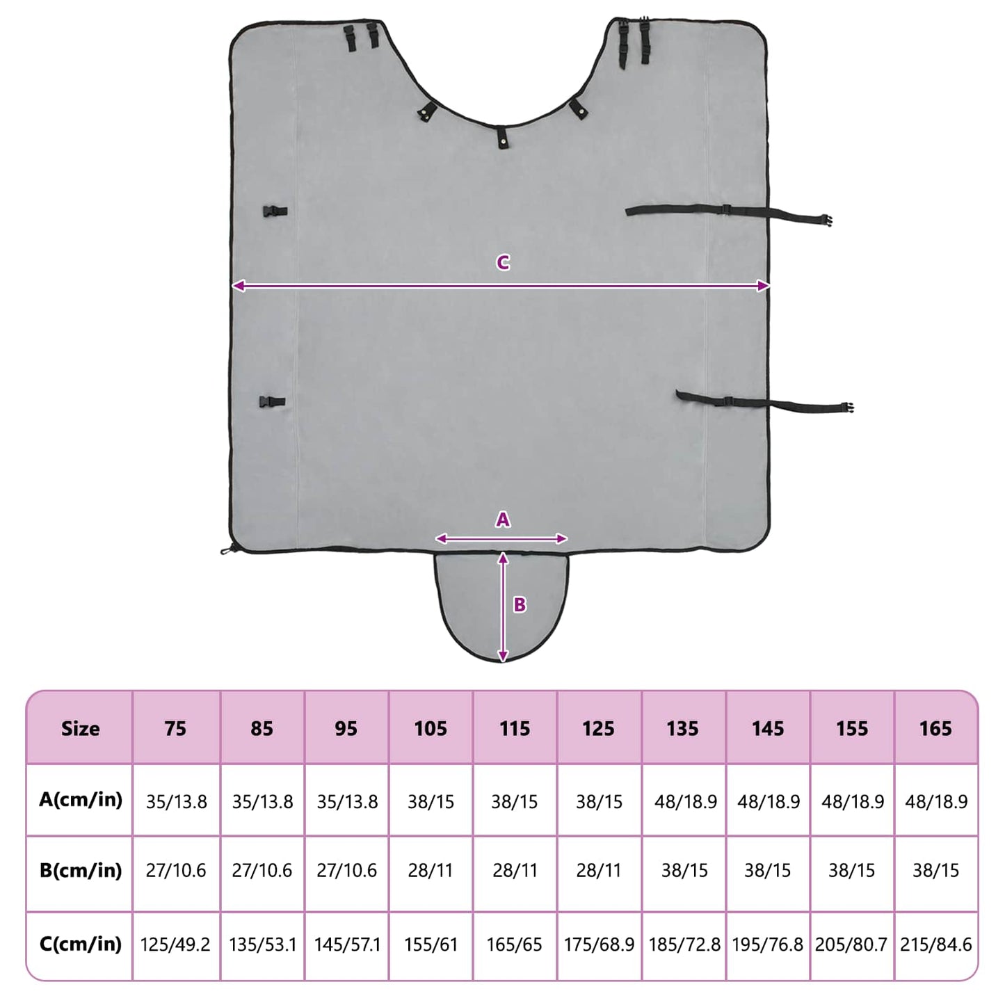 Horse Blanket Full Light Grey and Pink 135 cm Polyester Fleece