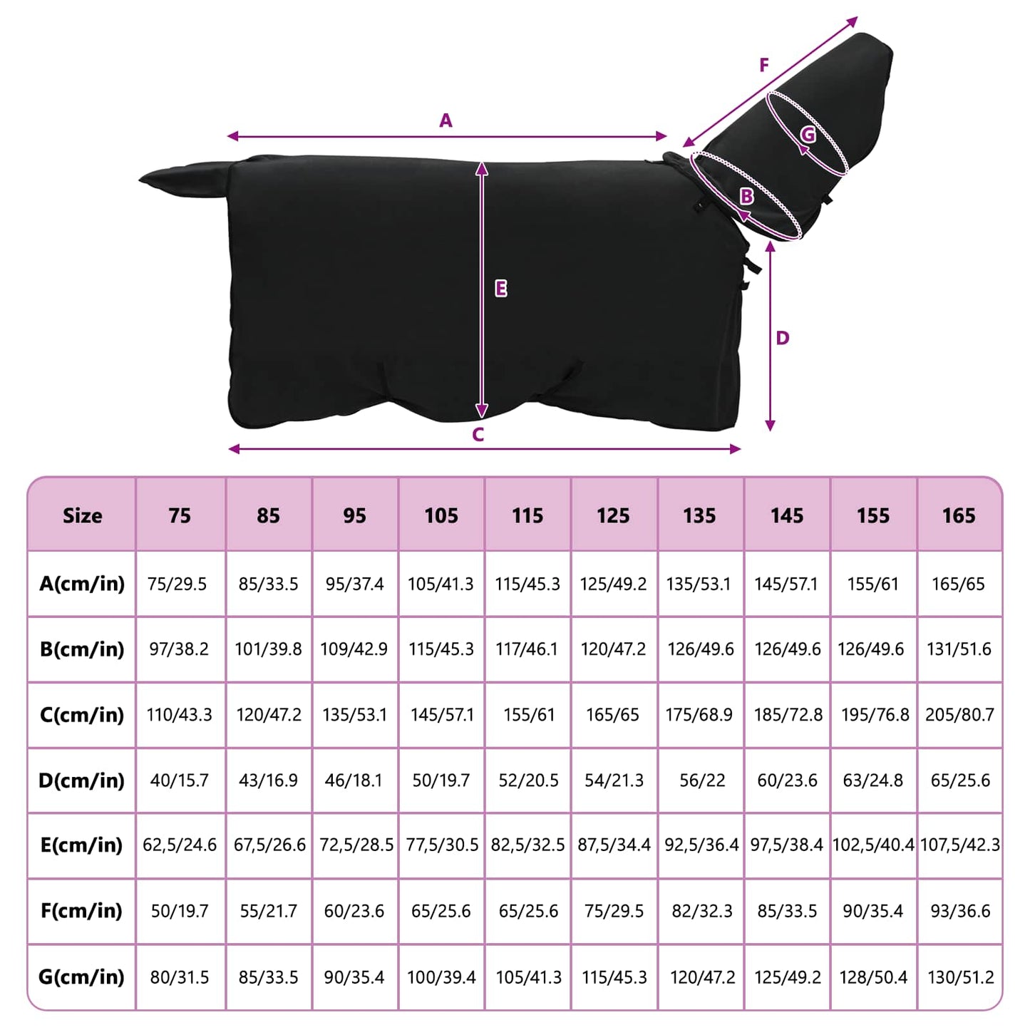 Horse Blanket Black 85 cm Polyester Fleece