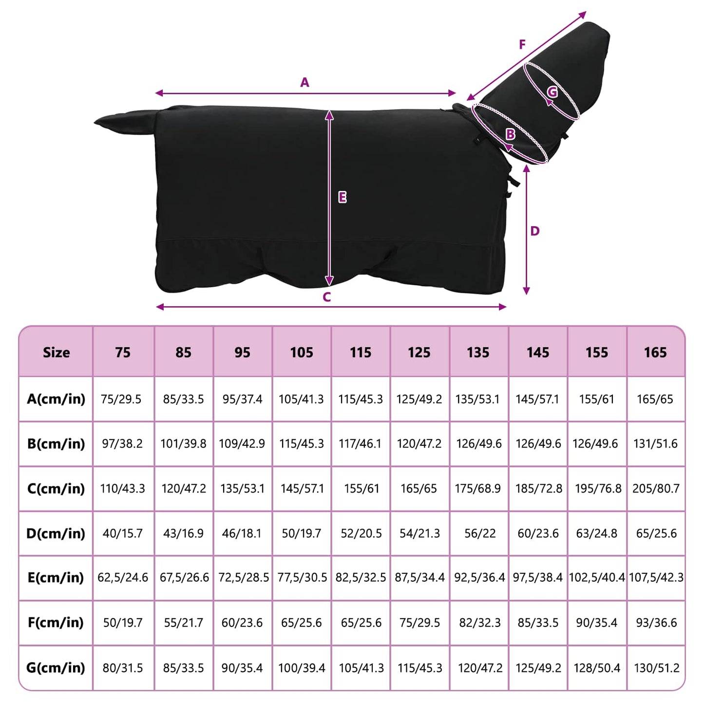 Horse Blanket Black 155 cm Polyester Fleece