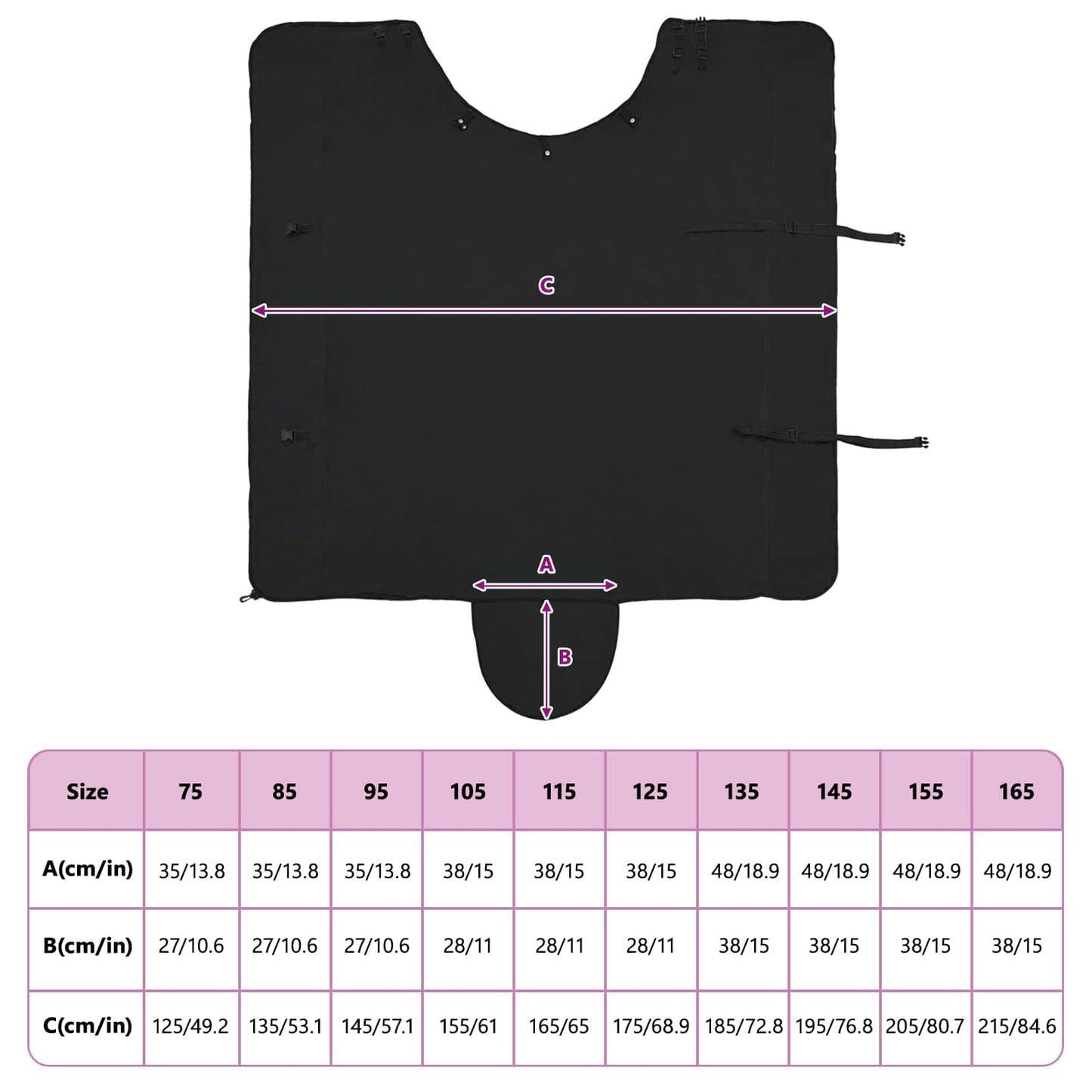 Horse Blanket Black 155 cm Polyester Fleece
