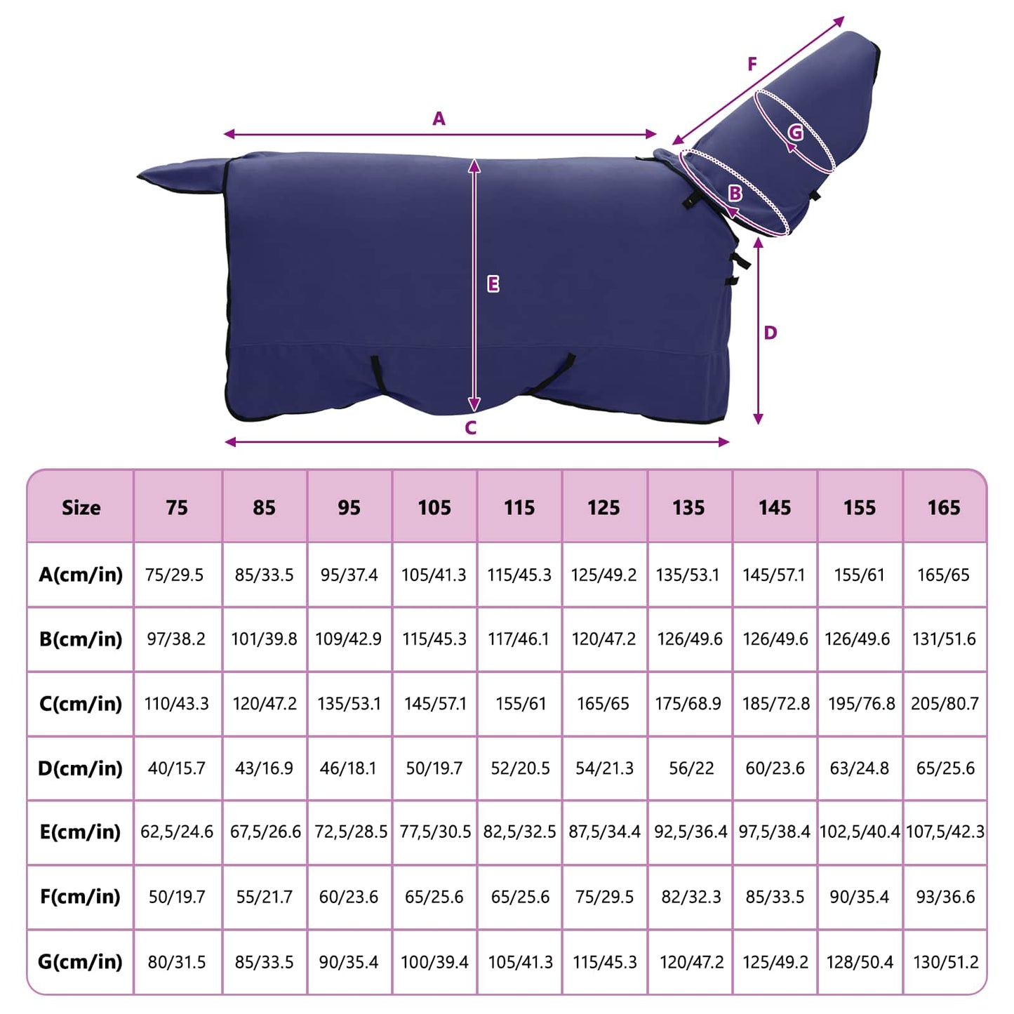Horse Blanket Navy Blue 135 cm Polyester Fleece