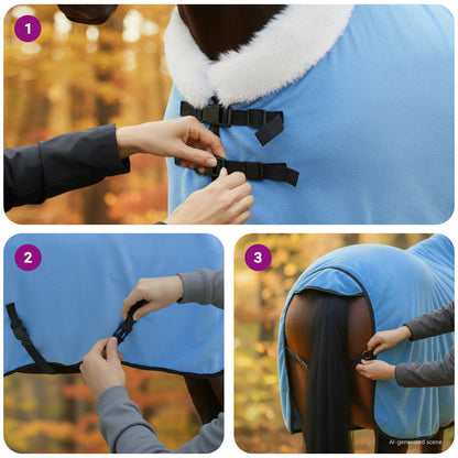 Horse Blanket Full Aqua 105 cm Polar fleece