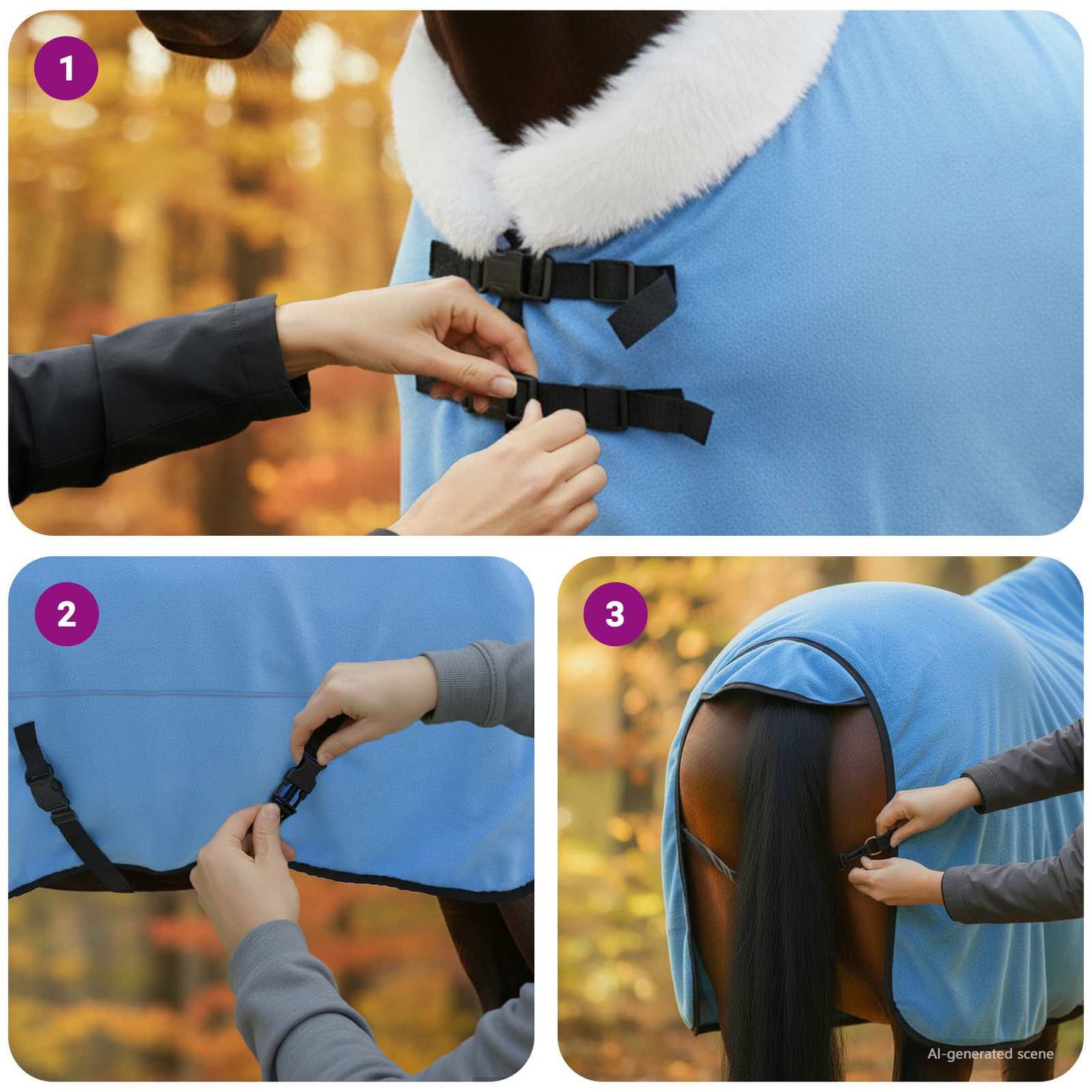 Horse Blanket Full Aqua 125 cm Polar fleece