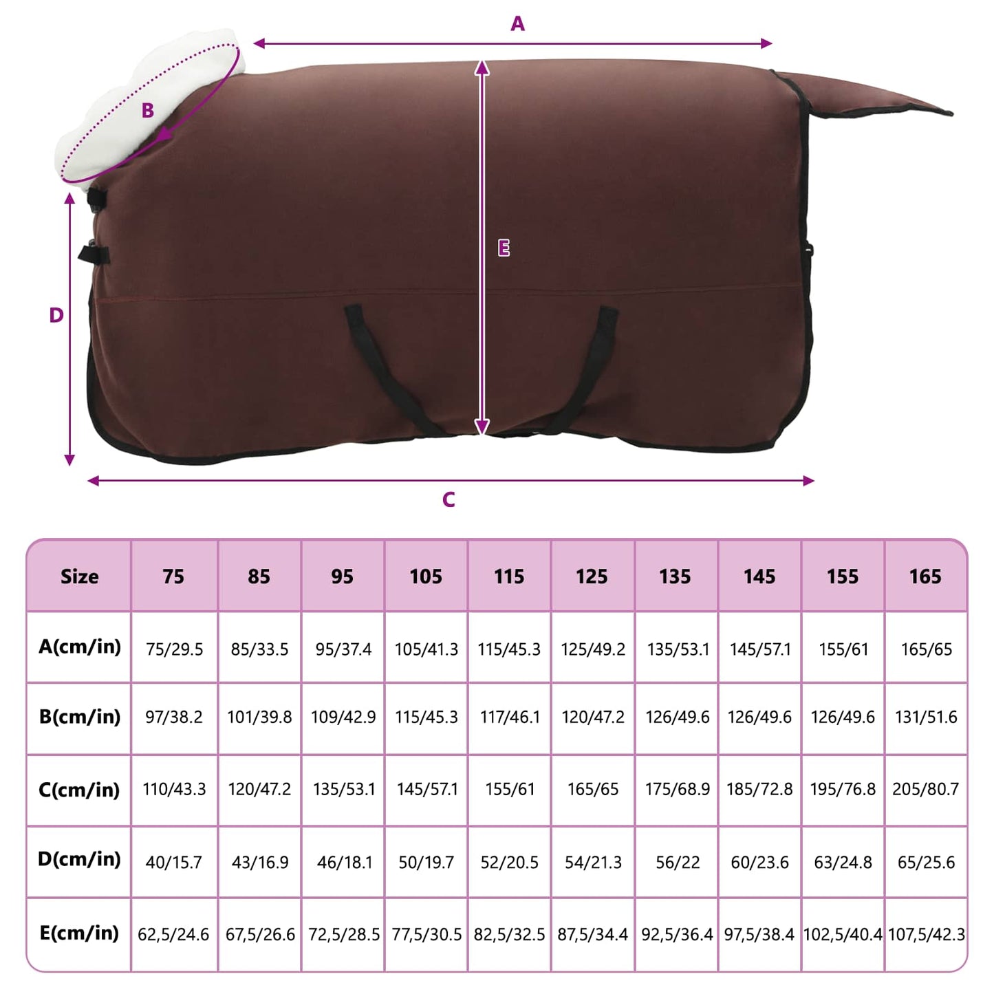 Horse Blanket Full Dark Brown 135 cm Polar fleece