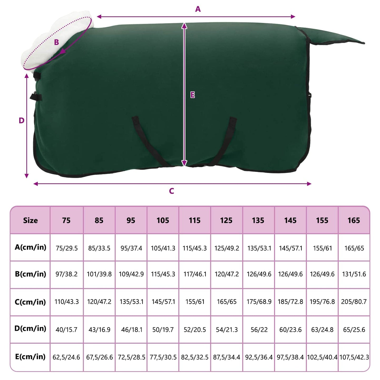 Horse Blanket Full Dark Green 95 cm Polar fleece