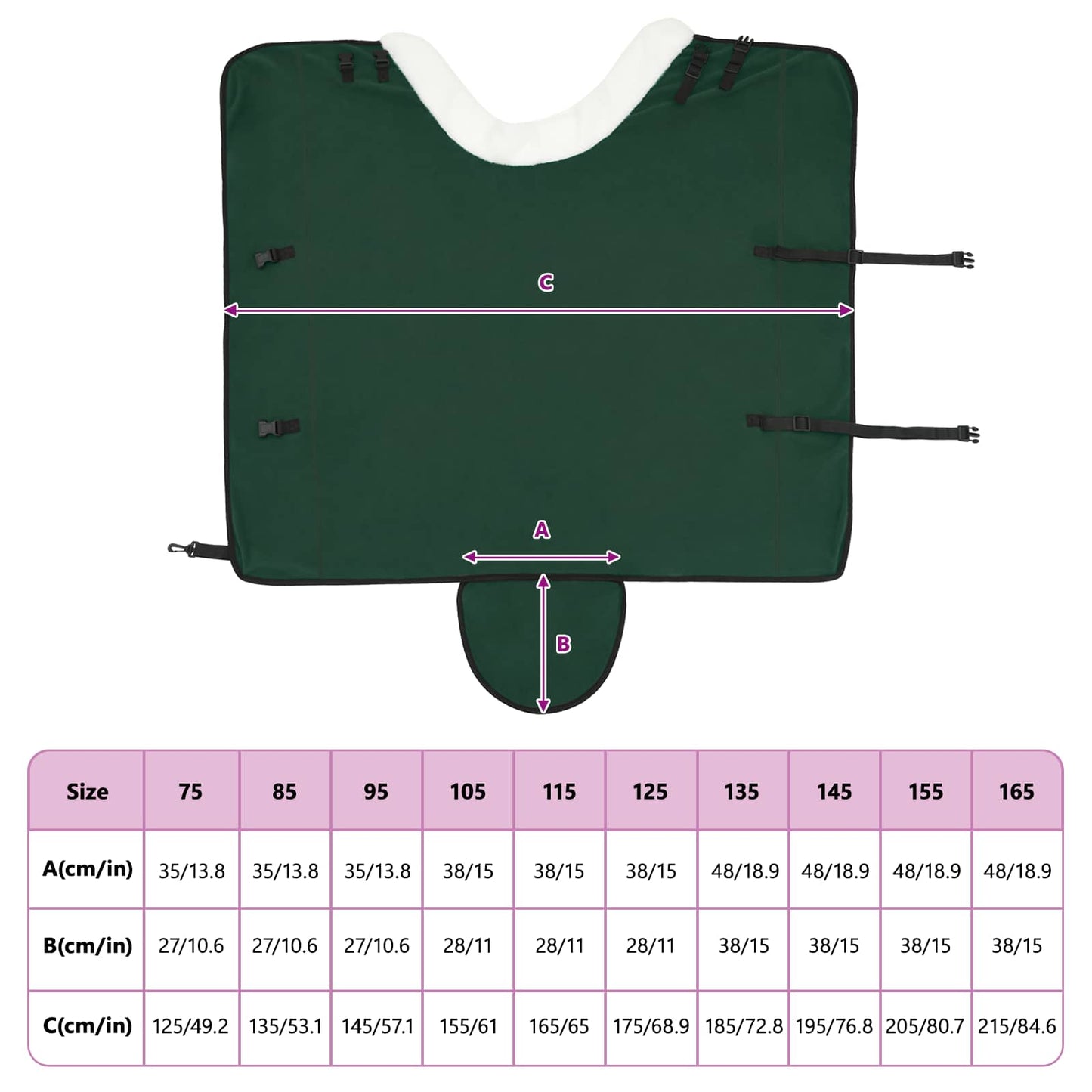 Horse Blanket Full Dark Green 125 cm Polar fleece