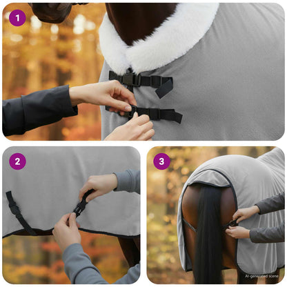Horse Blanket Full Light Grey 115 cm Polar fleece