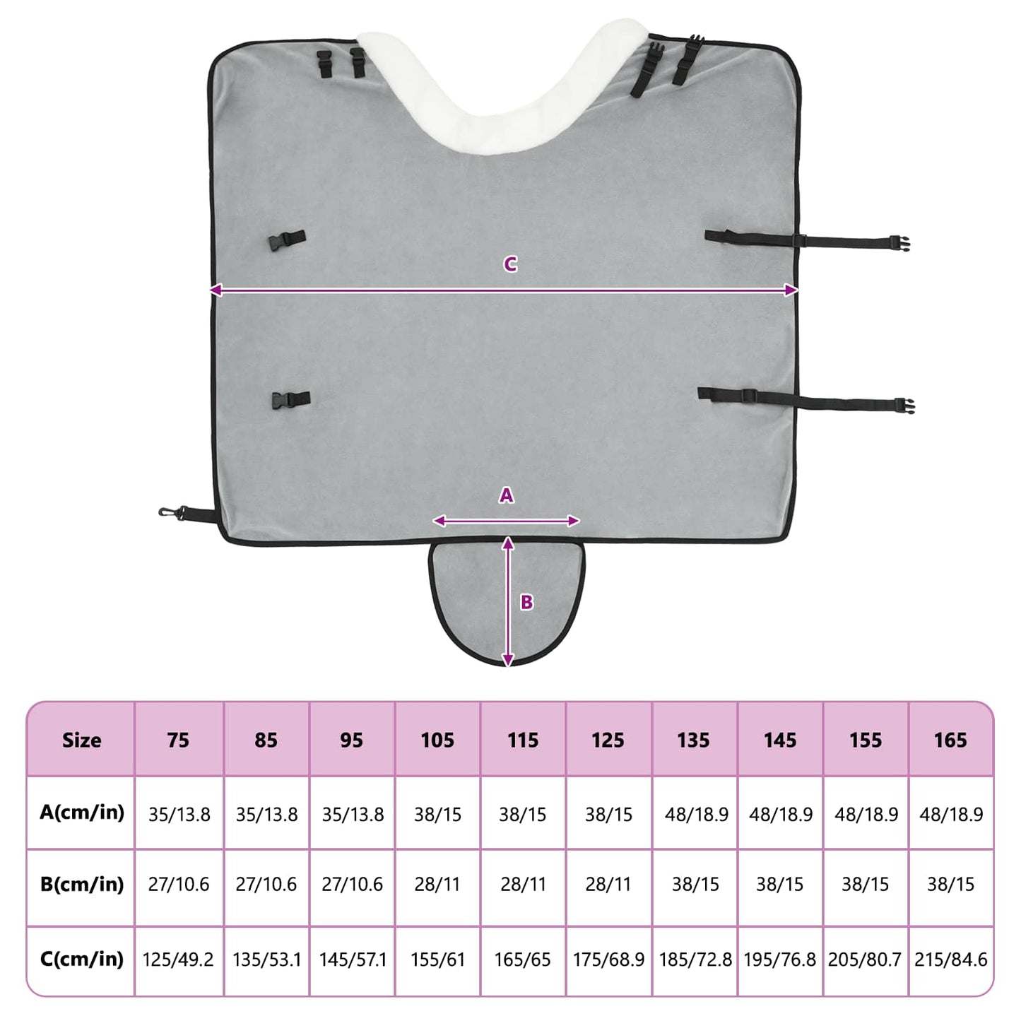 Horse Blanket Full Light Grey 115 cm Polar fleece