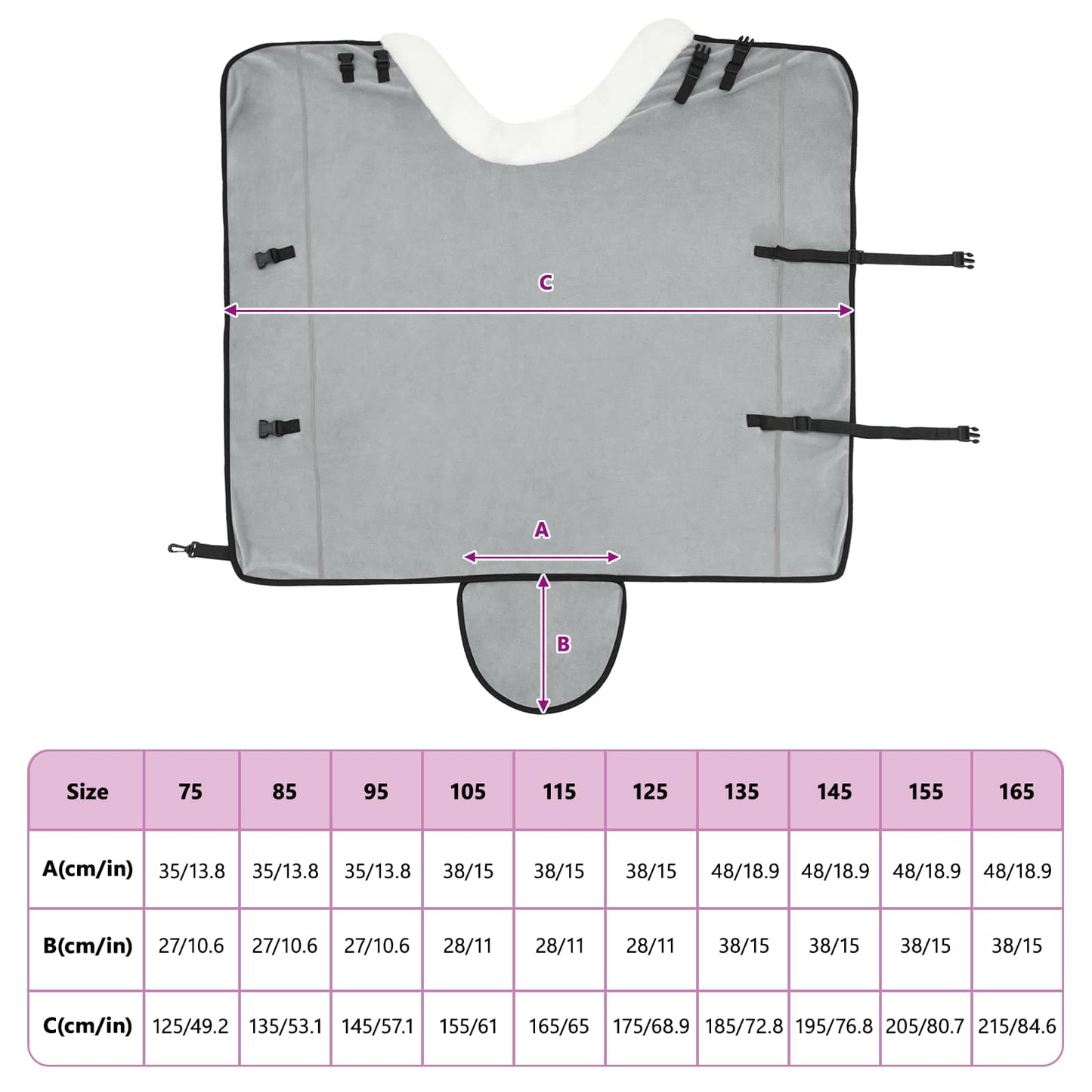 Horse Blanket Full Light Grey 125 cm Polar fleece