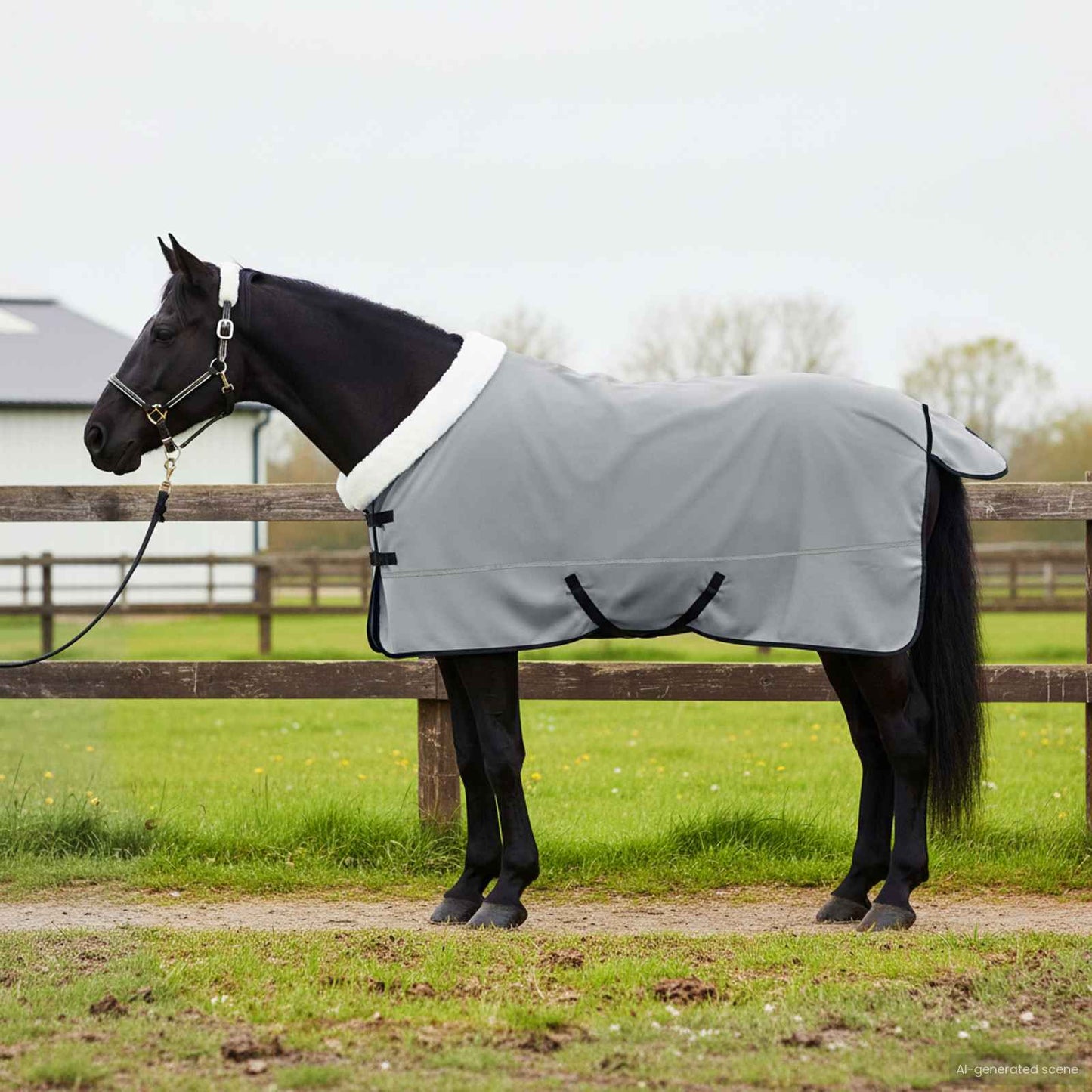 Horse Blanket Full Light Grey 145 cm Polar fleece