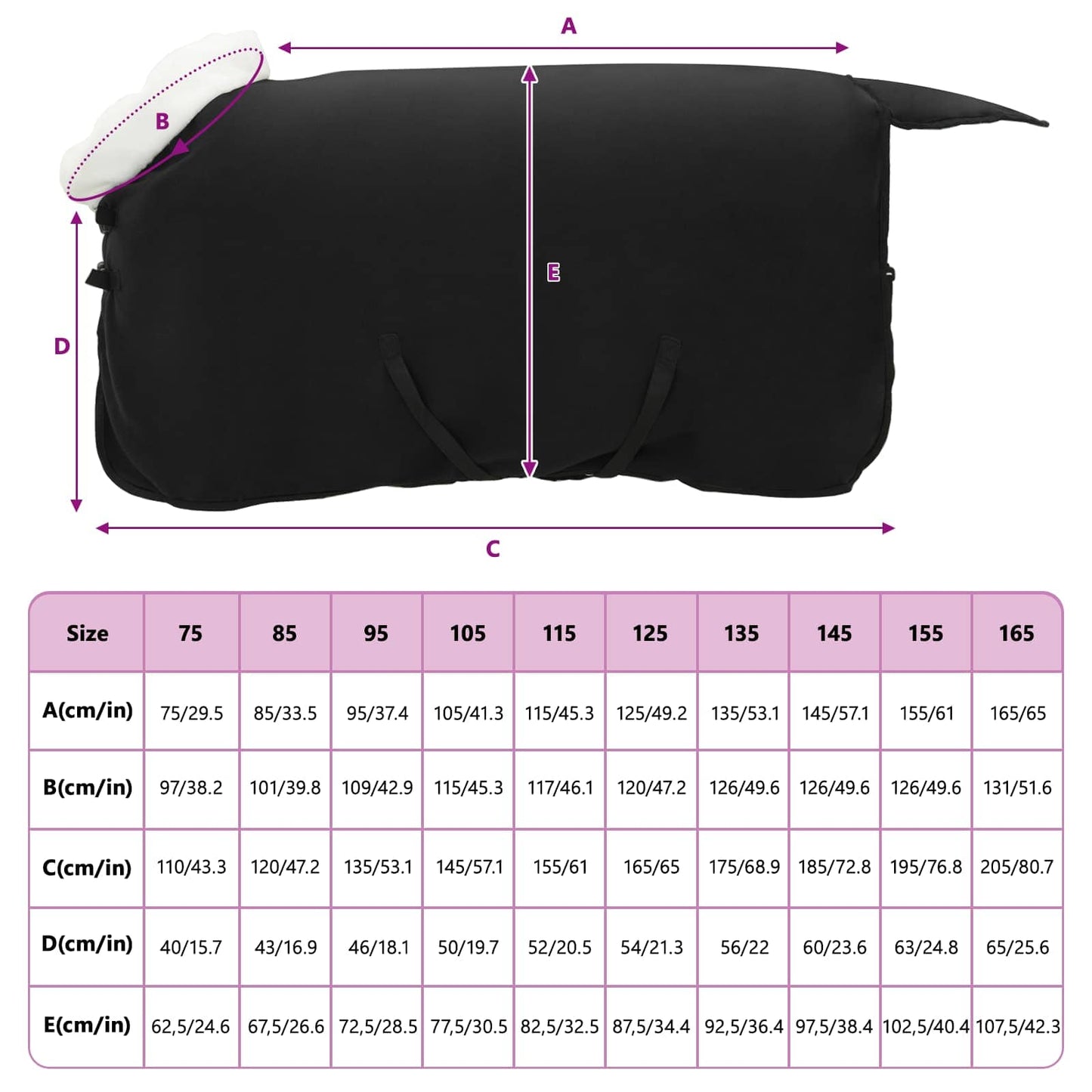 Horse Blanket Black 95 cm Polar fleece