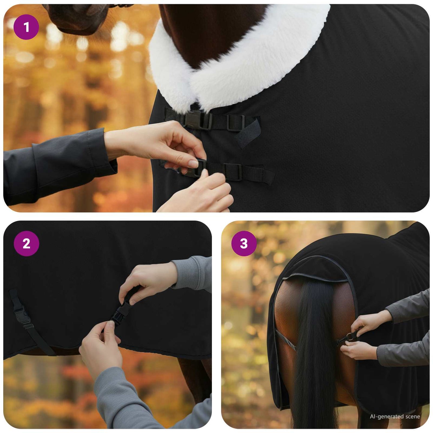 Horse Blanket Black 105 cm Polar fleece