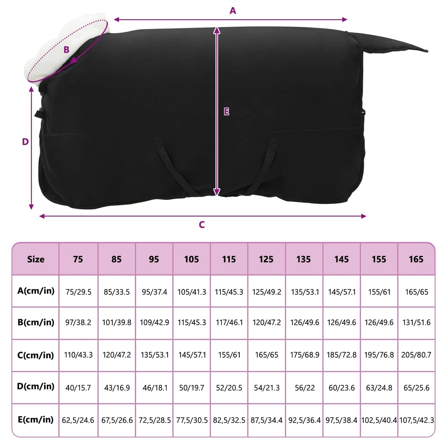 Horse Blanket Black 125 cm Polar fleece