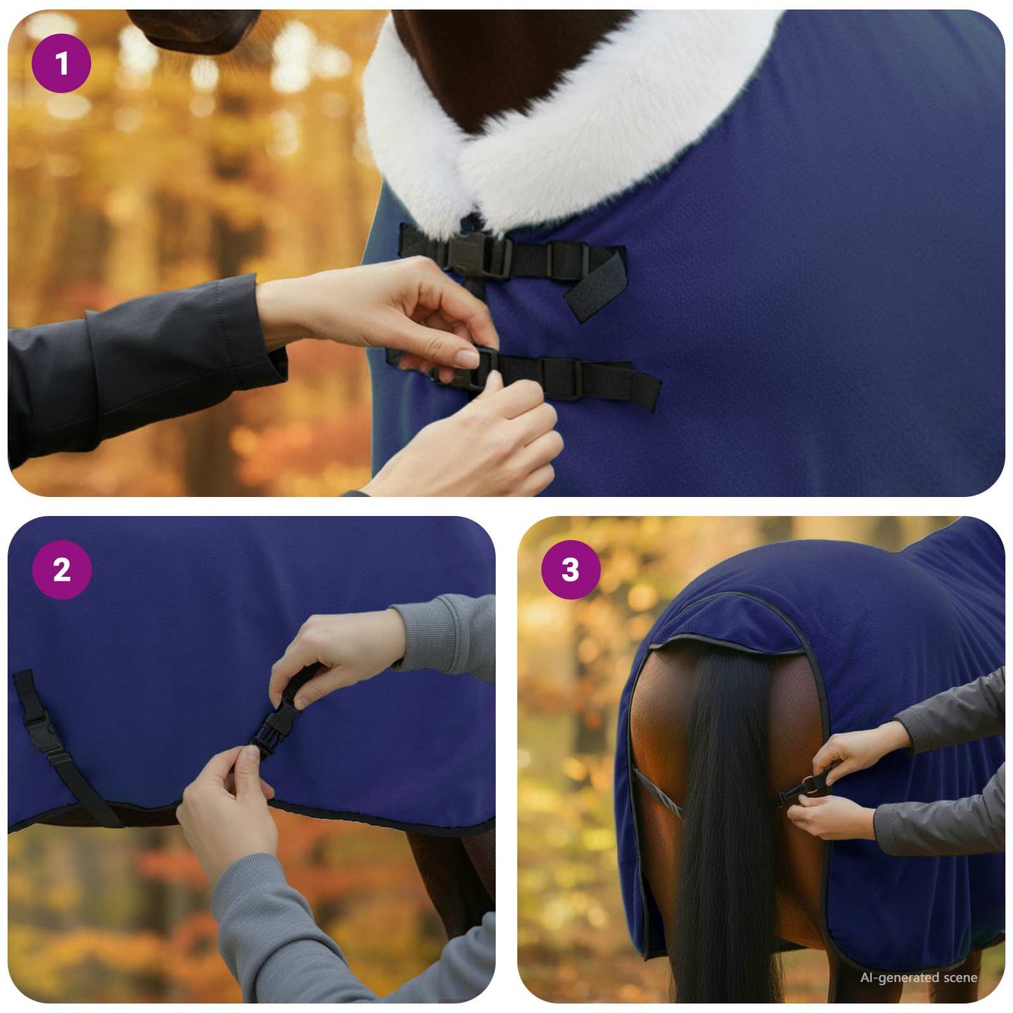 Horse Blanket Navy Blue 115 cm Polar fleece