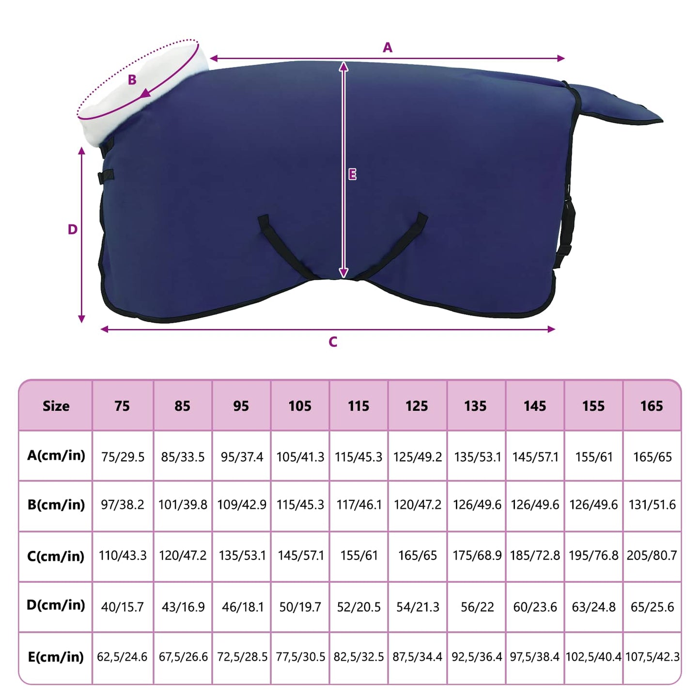 Horse Blanket Navy Blue 115 cm Polar fleece