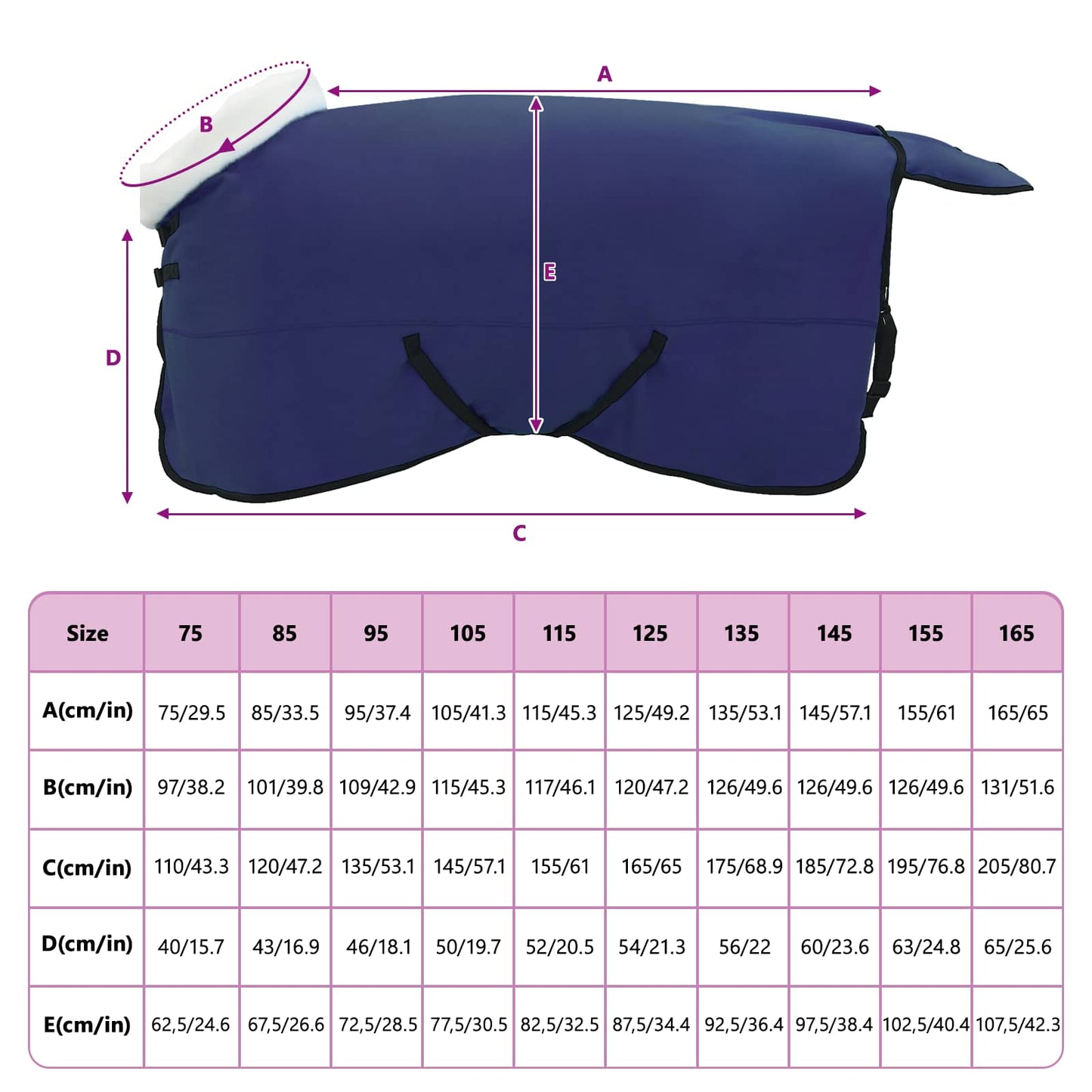Horse Blanket Navy Blue 155 cm Polar fleece