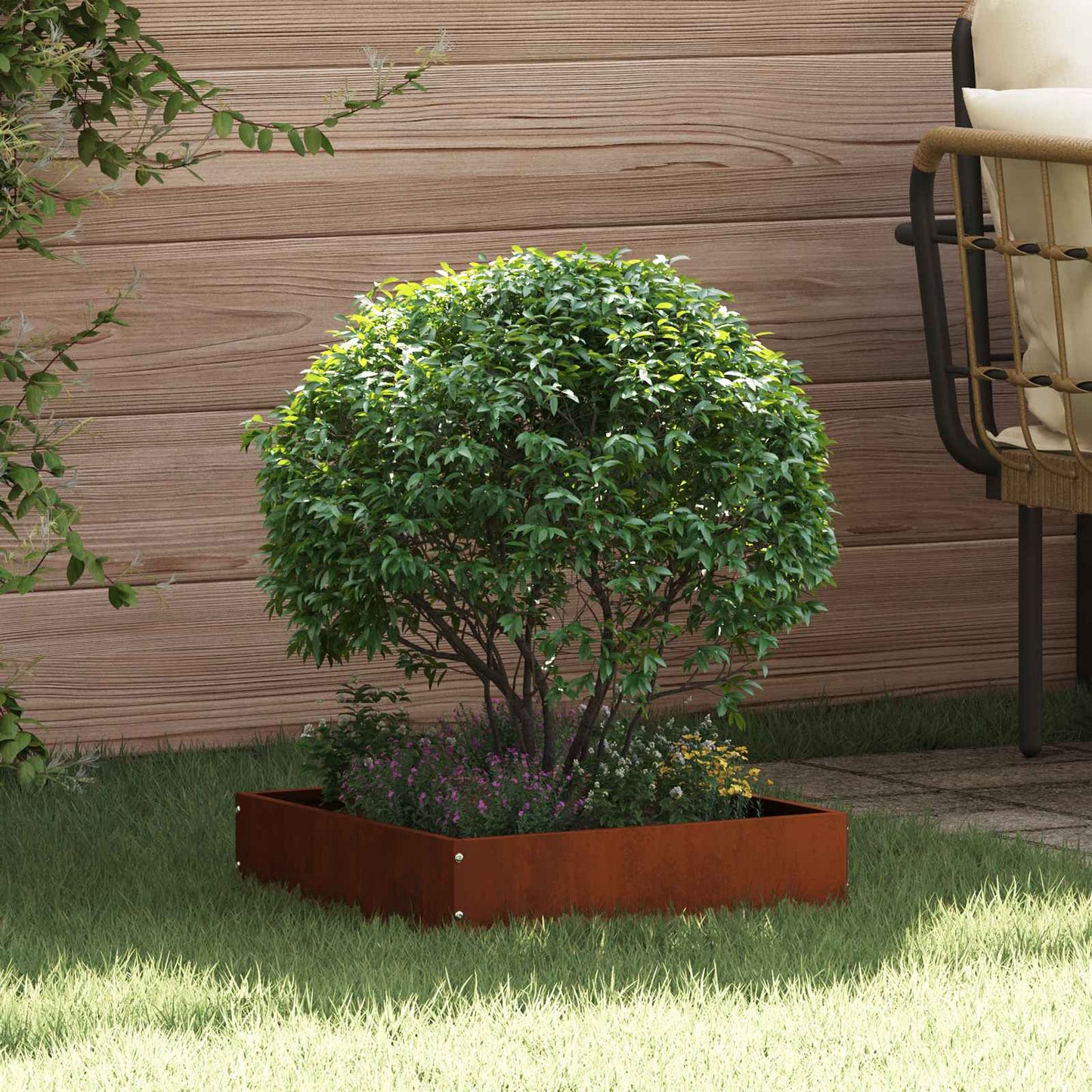 Lawn Edging 6 pcs Rusty 40 x 40 x 13 cm Weathering Steel