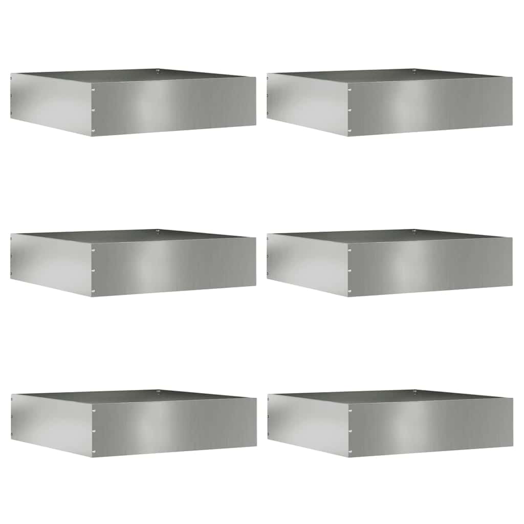 Lawn Edging 6 pcs Silver 50 x 50 x 13 cm Galvanised Steel