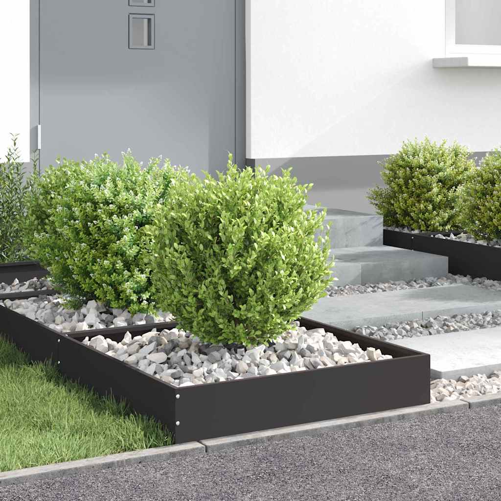 Lawn Edging 6 pcs Black 60 x 60 x 13 cm Steel