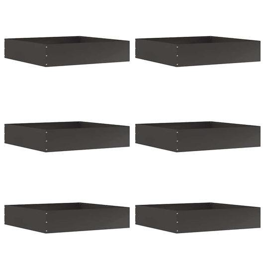 Lawn Edging 6 pcs 60 x 60 x 13 cm Steel Black