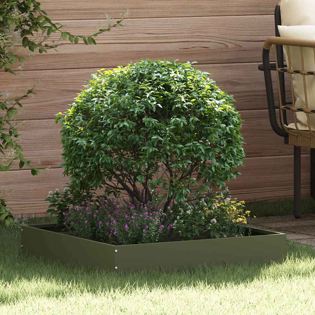 Lawn Edging 6 pcs Olive Green 60 x 60 x 13 cm Steel