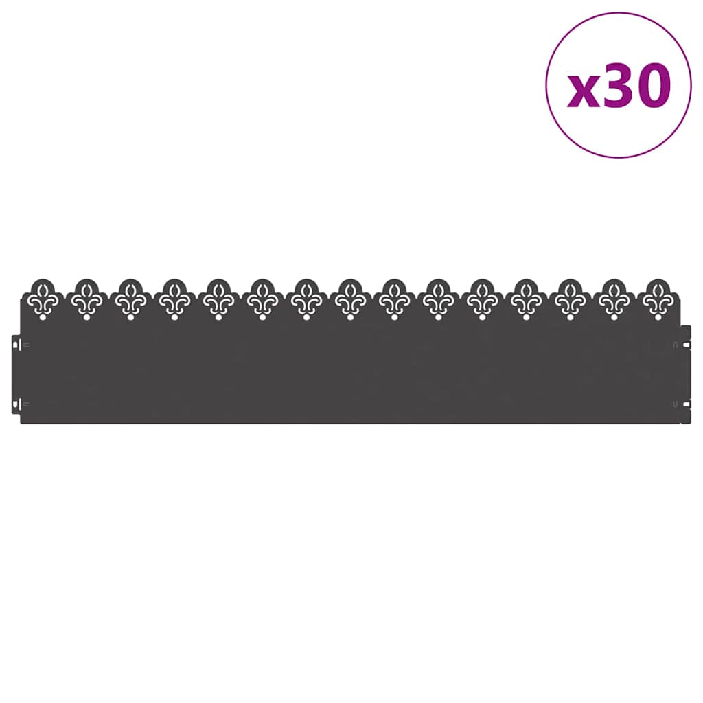 Lawn Edgings 30 pcs Black 103 x 0.05 x 22 cm Steel