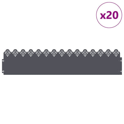 Lawn Edgings 20 pcs Anthracite 103 x 0.05 x 22 cm Steel