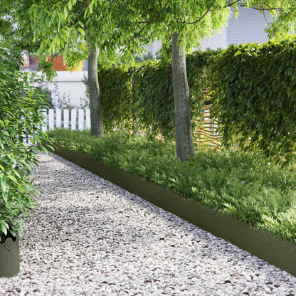 Lawn Edgings 10 pcs Olive Green 103 x 0.05 x 22 cm Steel