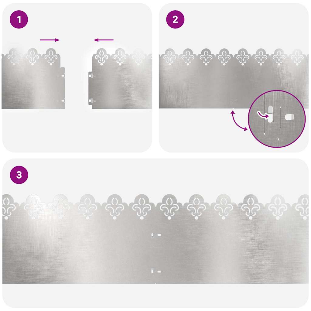 Lawn Edgings 30 pcs Silver 103 x 0.05 x 22 cm Stainless Steel