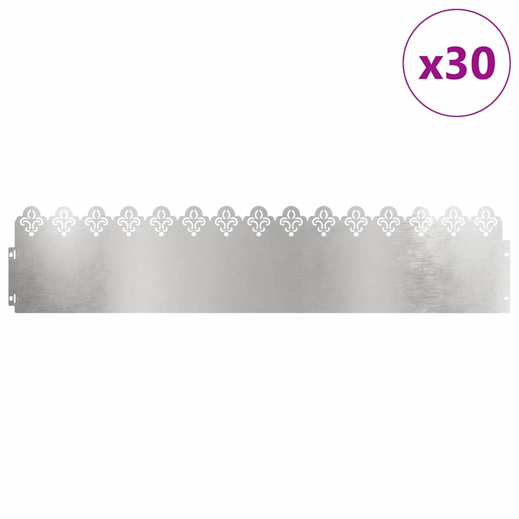 Lawn Edgings 30 pcs Silver 103 x 0.05 x 22 cm Stainless Steel