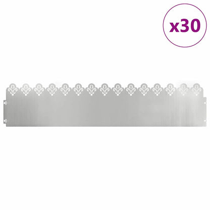Lawn Edgings 30 pcs Silver 103 x 0.05 x 22 cm Galvanised Steel