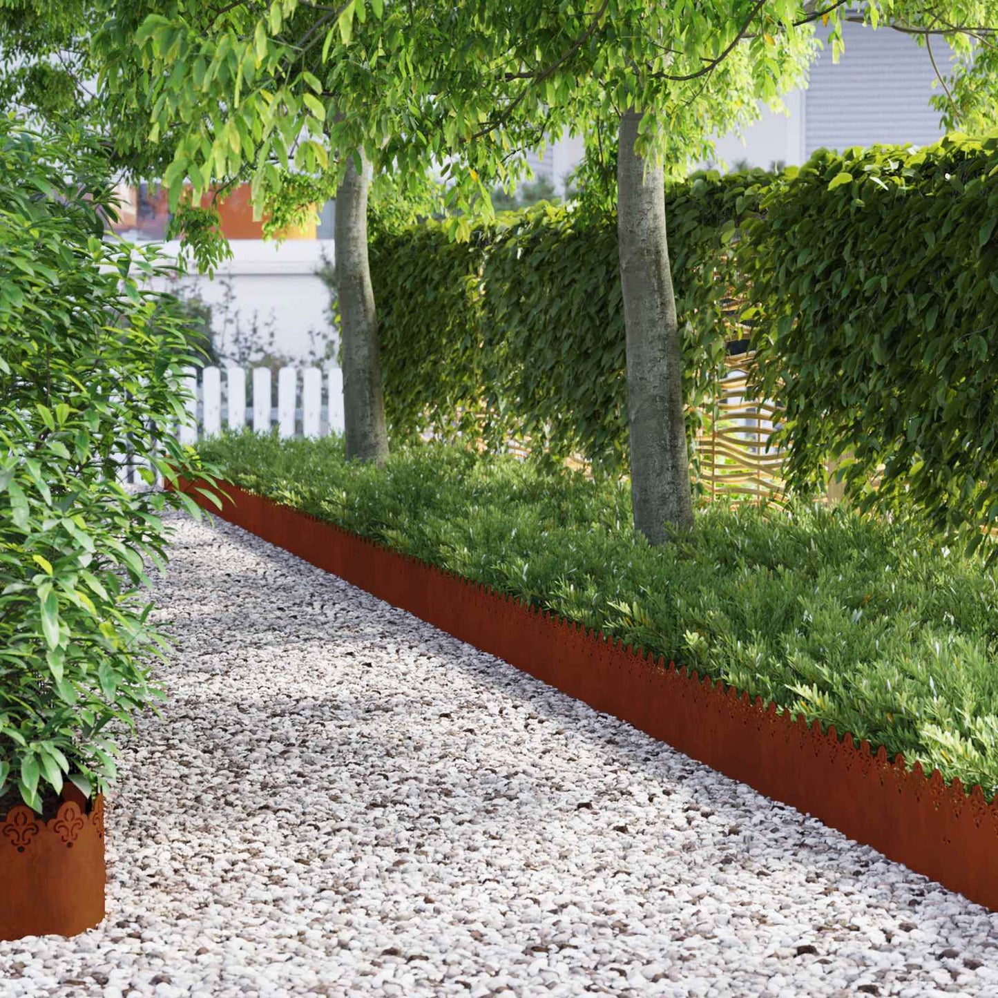 Lawn Edgings 10 pcs 103 x 0.05 x 22 cm Weathering Steel Rusty