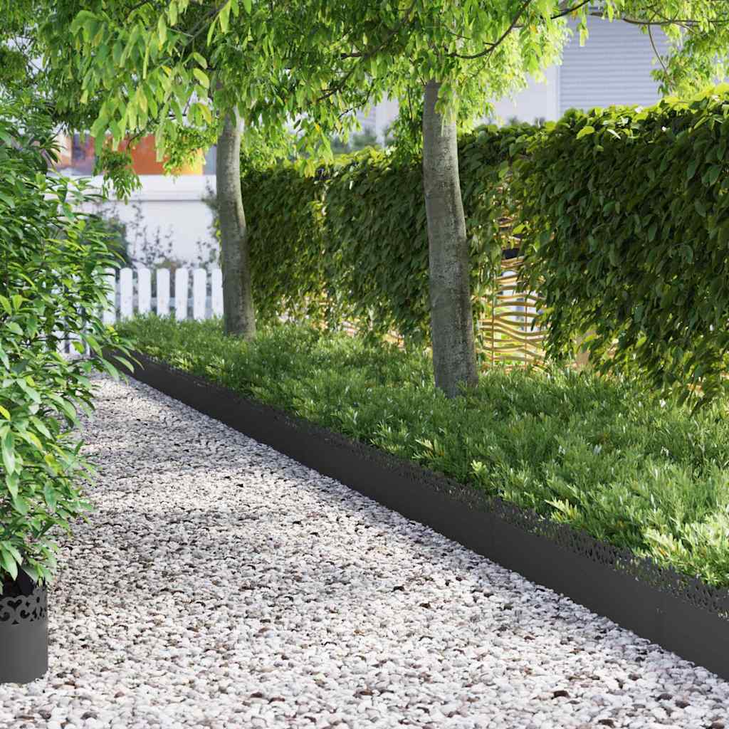 Lawn Edgings 10 pcs Black 103 x 0.05 x 22 cm Steel
