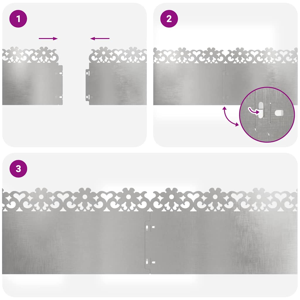 Lawn Edgings 10 pcs Silver 103 x 0.05 x 22 cm Stainless Steel