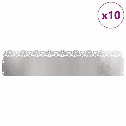 Lawn Edgings 10 pcs Silver 103 x 0.05 x 22 cm Stainless Steel
