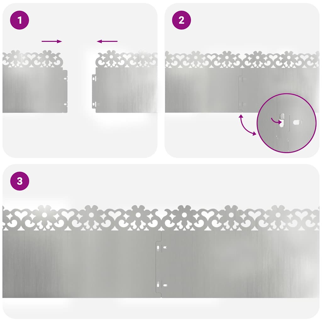 Lawn Edgings 20 pcs Silver 103 x 0.05 x 22 cm Galvanised Steel