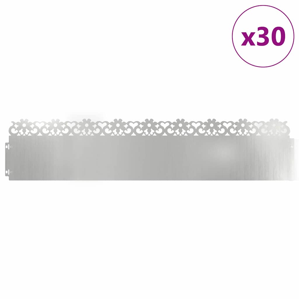 Lawn Edgings 30 pcs Silver 103 x 0.05 x 22 cm Galvanised Steel