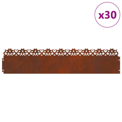 Lawn Edgings 30 pcs 103 x 0.05 x 22 cm Weathering Steel Rusty