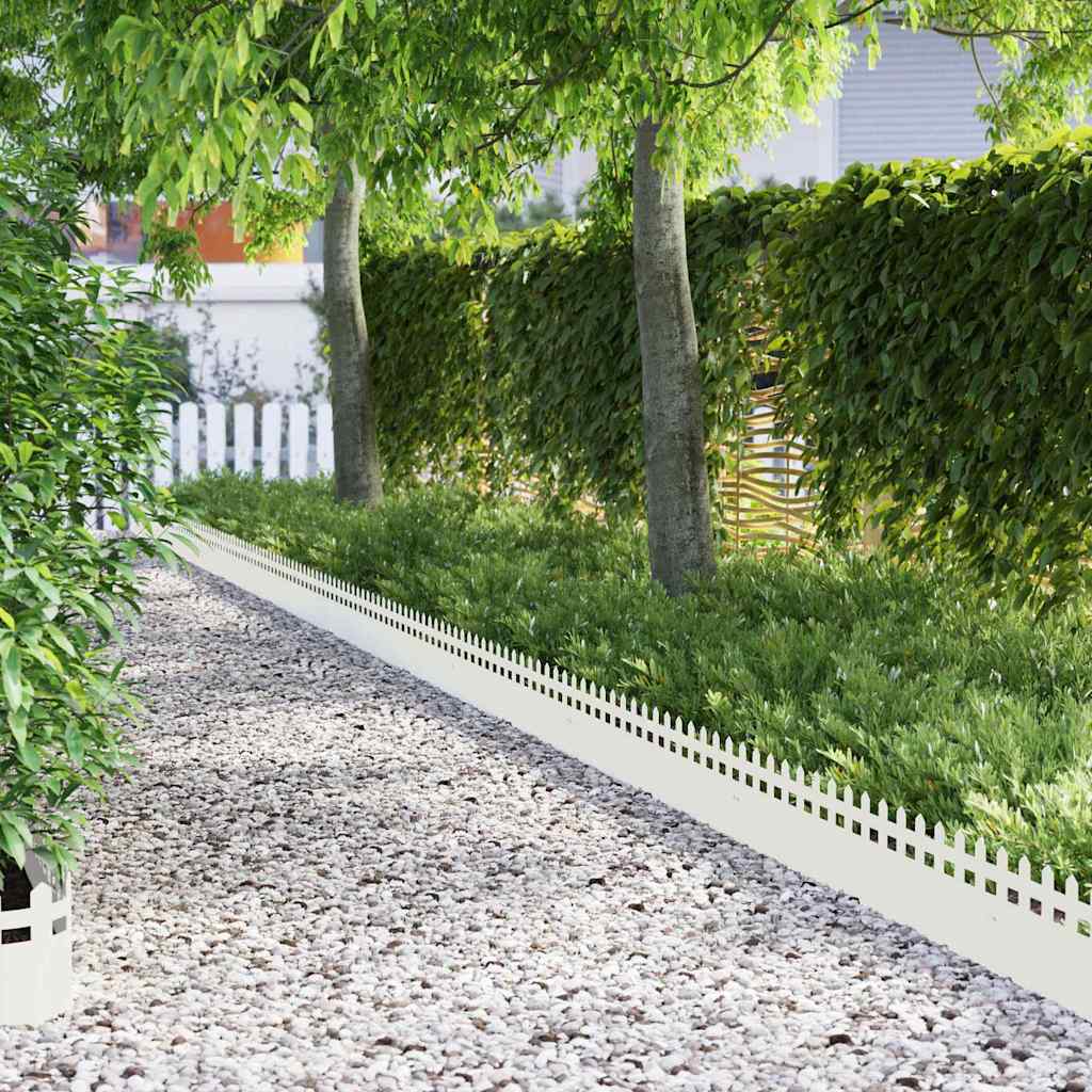 Lawn Edgings 10 pcs White 103 x 0.05 x 22 cm Steel