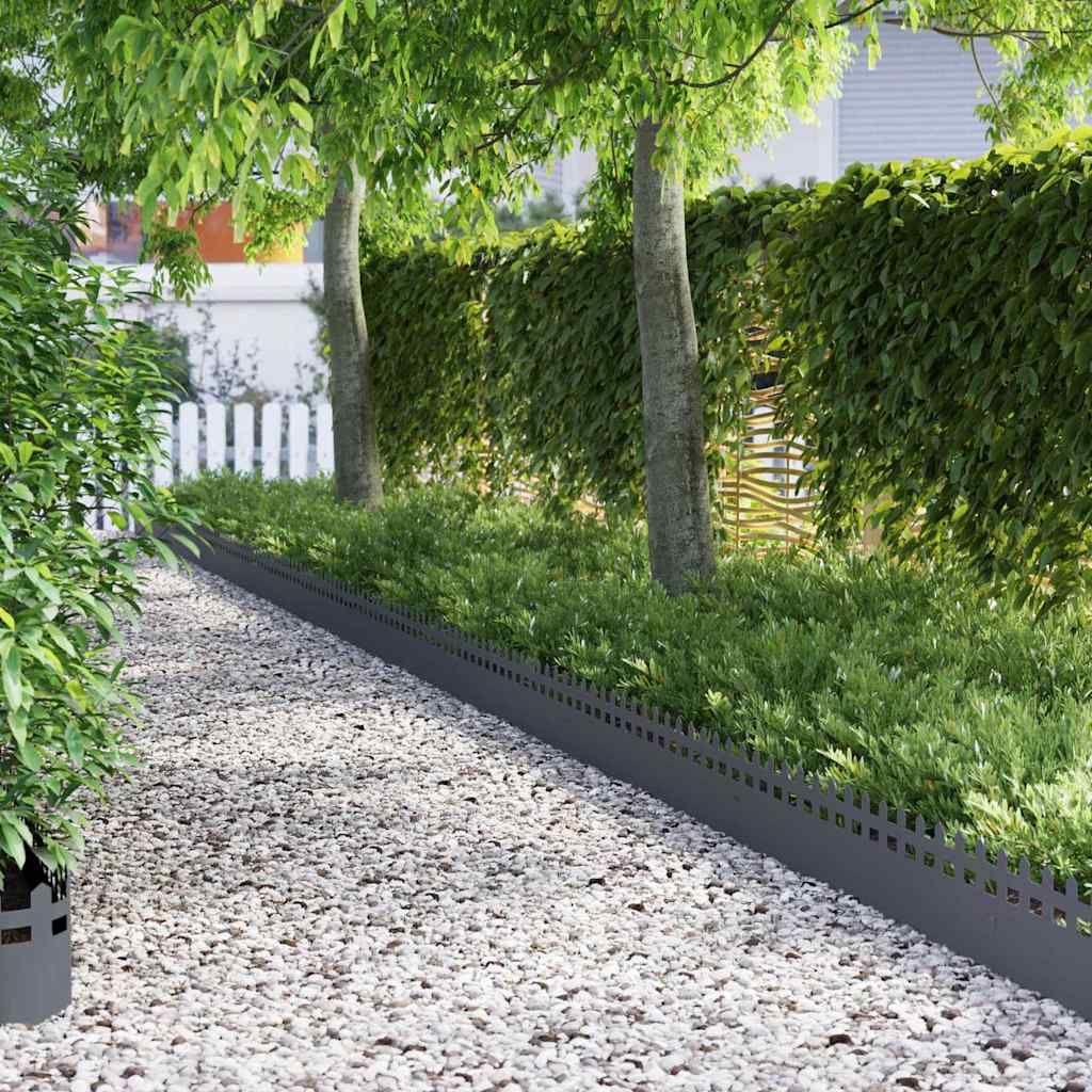 Lawn Edgings 10 pcs Anthracite 103 x 0.05 x 22 cm Steel