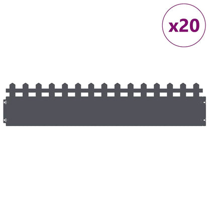 Lawn Edgings 20 pcs Anthracite 103 x 0.05 x 22 cm Steel