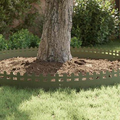 Lawn Edgings 30 pcs Olive Green 103 x 0.05 x 22 cm Steel
