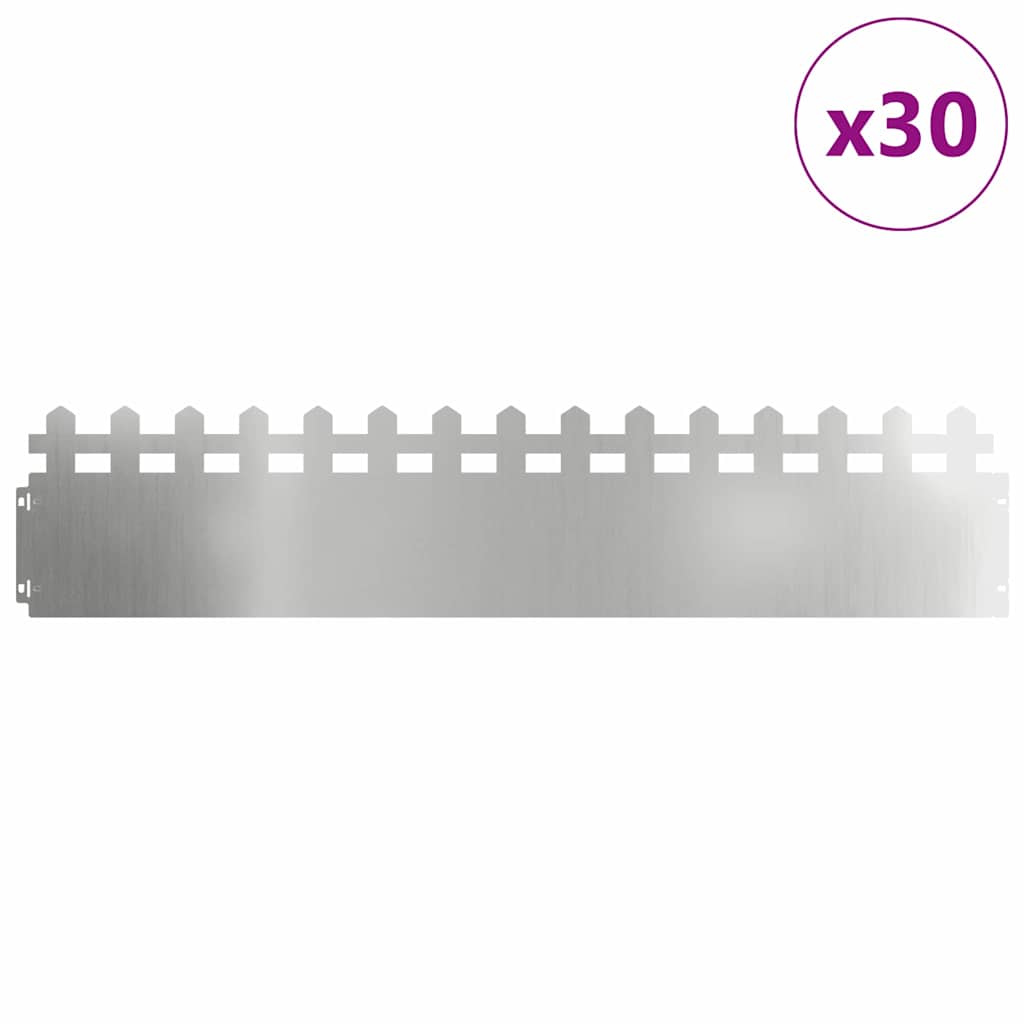 Lawn Edgings 30 pcs Silver 103 x 0.05 x 22 cm Galvanised Steel
