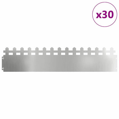 Lawn Edgings 30 pcs Silver 103 x 0.05 x 22 cm Galvanised Steel