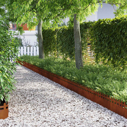 Lawn Edgings 20 pcs 103 x 0.05 x 22 cm Weathering Steel Rusty