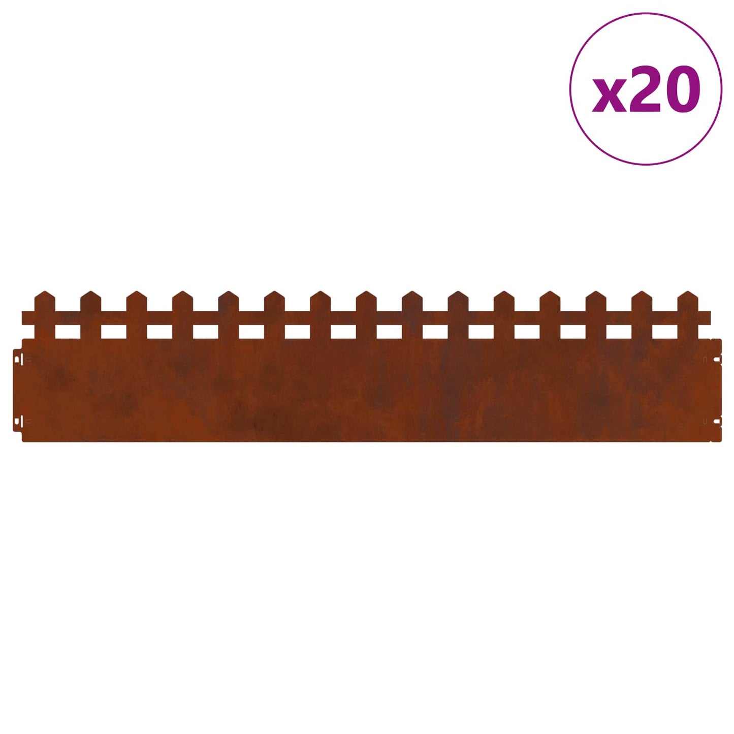 Lawn Edgings 20 pcs 103 x 0.05 x 22 cm Weathering Steel Rusty